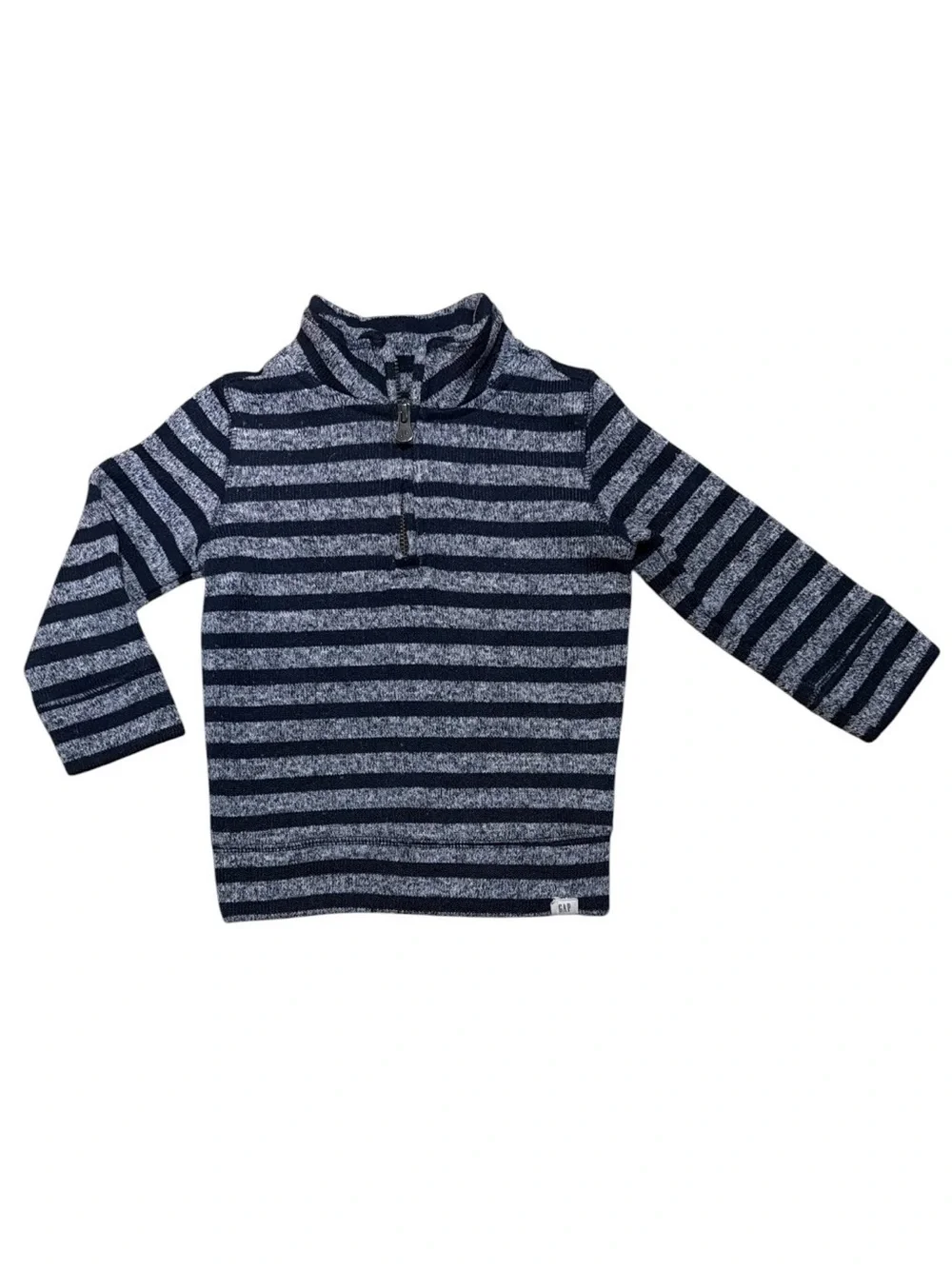 Baby Gap Toddler 18-24 Months Navy Gray Striped Quarter Zip Sweater